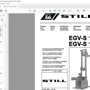 Still EGV-S 13 EGV-S 16 PALLET STRACKERS TRUCK WITH DRIVER'S PLATFORM Spare Parts List Manual  - PDF DOWNLOAD