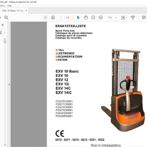 Still EXV 10 Basic EXV10 EXV12 EXV 12i EXV14C EXV 14iC Still Electronic Documentation System Spare Parts List Manual   - PDF DOWNLOAD