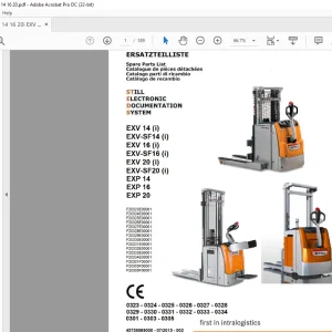Still EXV 14 (i) EXV-SF14 (i) EXV 16 (i) EXV-SF16 (i)EXV 20 (i) EXV-SF20 (i) EXP14 EXP16 EXP20 Still Electronic Documentation System Spare Parts List Manual -  PDF DOWNLOAD