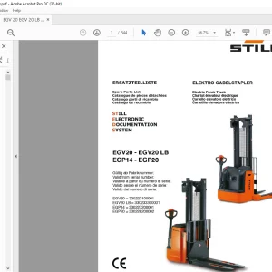 Still Electric Fork Truck EGV20 - EGV20 LB EGP14 - EGP20 Still Electronic Documentation System Spare Parts List Manual - PDF DOWNLOAD