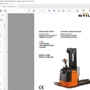Still Electric Fork Truck EGV-S 14 20 EGV-S 14 20 LB Still Electronic Documentation System Spare Parts List Manual -  PDF DOWNLOAD