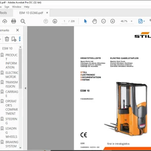 Still Electric Fork Truck ESM 10 Still Electronic Documentation System Spare Parts List Manual  -  PDF DOWNLOAD