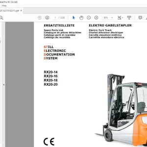Still Electric Fork Truck RX20-14 RX20-16 RX20-18 RX20-20 Spare Parts List Manual - PDF DOWNLOAD