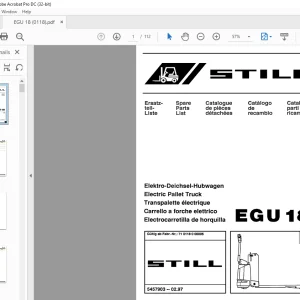 Still Electric Pallet Truck EGU18 Spare Parts List Manual  - PDF DOWNLOAD