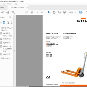 Still Hand Pallet Truck HP 25 HPS 20 HPS 25 Still Electronic Documentation System Spare Parts List Manual -  PDF DOWNLOAD