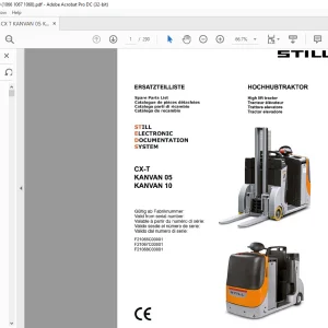 Still High lift tractor CX-T KANVAN 05 KANVAN10 Still Electronic Documentation System Spare Parts List Manual -  PDF DOWNLOAD