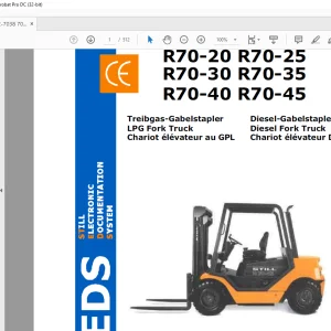 Still STED Forklift R70-20 R70-25 R70-30 R70-35 R70-40 R70-45 Diesel Fork Truck Workshop Manual - PDF DOWNLOAD
