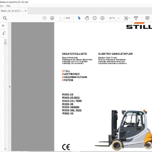 Still STED Forklift RX60-25 RXG0-25 600 RX60-25 L 600 RX60-30 RXG0-30 600 RX60-30L 600 RX60-35 Electric Fork Truck Spare Parts List Manual  -  PDF DOWNLOAD