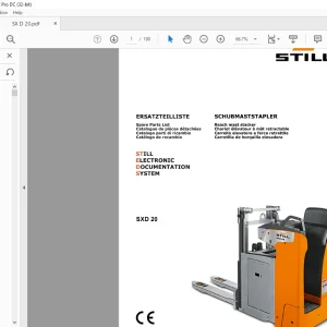 Still STED Forklift SXD 20 Electric Reach mast stacker Spare Parts List Manual 1609  - PDF DOWNLOAD