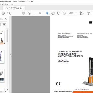 Still STED Forklift Typ Type Tipo QUADRUPLEX MAST Spare Parts List Manual  - PDF DOWNLOAD