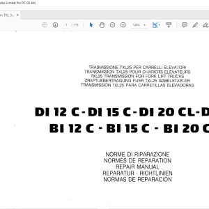 Still STED TXL25 TRANSMISSION FOR FORK LIFT TRUCKS DI 12 C-DI 15 C-DI 20 CL-DI 23 BI I2 C - BI 15 C - BI 2O CL Repair Manual - PDF DOWNLOAD