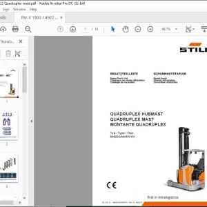 Still STED forklift Reach truck Typ Type Tipo QUADRUPLEX MAST Spare Parts List manual - PDF DOWNLOAD