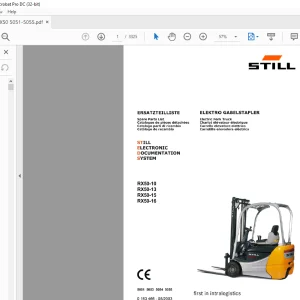 Still STED Forklift RXS0-10 RXS0-13 RXS0-15 RXS0-16 Electric Fork Truck Spare Parts List Manual- PDF DOWNLOAD