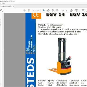 Still Walkle-high lift truck EGV 14 EGV 16 Spare Parts List Manual  - PDF DOWNLOAD