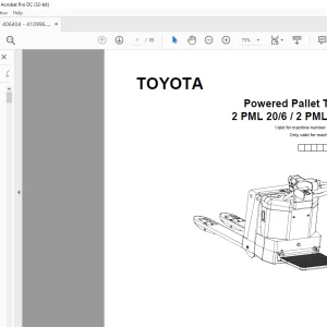 Toyota 2 PML 20 6 2 PML 20 8 Powered Pallet Truck Parts Catalogue Manual 406404AT - PDF DOWNLOAD