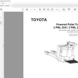 Toyota 2 PML 20 6  2 PML 20 8 Powered Pallet Truck Parts Catalogue Manual 364690AT - 406403AT - PDF DOWNLOAD