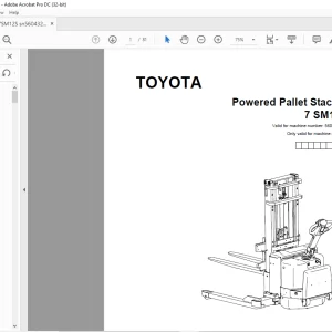 Toyota Forklift 7 SM12S Pallet Stacker Parts Catalogue Manual 560432AT - PDF DOWNLOAD