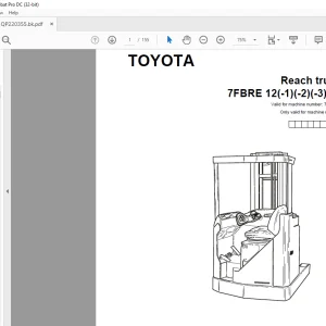 Toyota 7FBRE 12(-1)(-2)(-3)(C) Reach Truck Parts Catalogue Manual 725406 - PDF DOWNLOAD