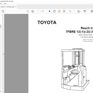 Toyota 7FBRE 12(-1)(-2)(-3)(C) Reach Truck Parts Catalogue Manual 930971 - PDF DOWNLOAD