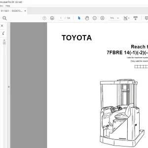 Toyota 7FBRE 14(-1)(-2)(-3)(C) Reach Truck Parts Catalogue Manual 911801 - PDF DOWNLOAD