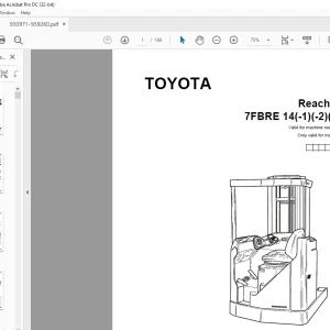 Toyota 7FBRE 14(-1)(-2)(-3)(C) Reach Truck Parts Catalogue Manual 930971 - PDF DOWNLOAD