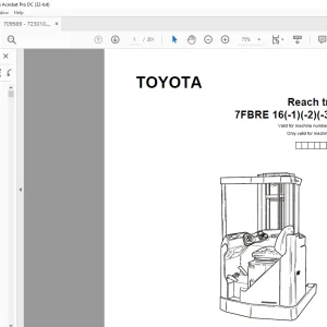 Toyota 7FBRE 16(-1)(-2)(-3)(C) Reach truck Parts Catalogue Manual 709569 - PDF DOWNLOAD