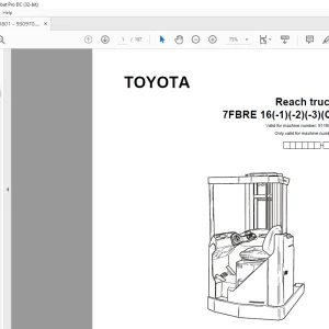 Toyota 7FBRE 16(-1)(-2)(-3)(C) Reach truck Parts Catalogue Manual 911801 - PDF DOWNLOAD