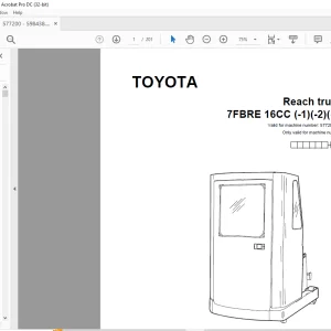 Toyota 7FBRE 16CC (-1)(-2)(-3) Reach truck Parts Catalogue Manual 577200AT - PDF DOWNLOAD