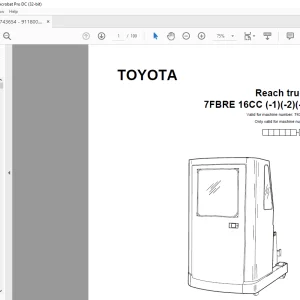 Toyota 7FBRE 16CC (-1)(-2)(-3) Reach truck Parts Catalogue Manual 743654 - PDF DOWNLOAD