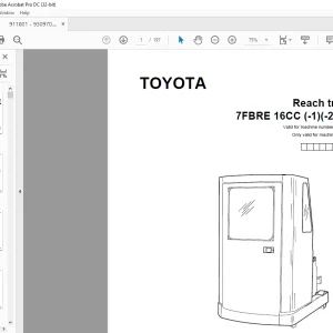 Toyota 7FBRE 16CC (-1)(-2)(-3) Reach truck Parts Catalogue Manual 911801 - PDF DOWNLOAD