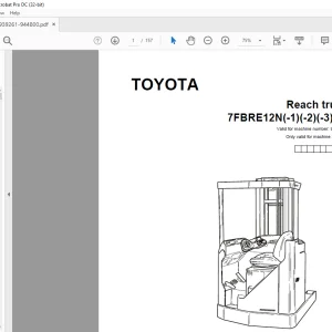 Toyota 7FBRE12N(-1)(-2)(-3)(C) Reach Truck Parts Catalogue Manual 939261 - PDF DOWNLOAD