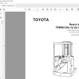 Toyota 7FBRE12N(-1)(-2)(-3)(C) Reach Truck Parts Catalogue Manual 944801 - PDF DOWNLOAD