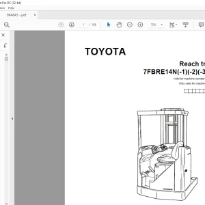 Toyota 7FBRE14N(-1)(-2)(-3)(C) Reach truck Parts Catalogue Manual 964843 - PDF DOWNLOAD