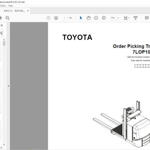Toyota 7LOP10CW Order Picking Truck Parts Catalogue Manual 940212 - PDF DOWNLOAD