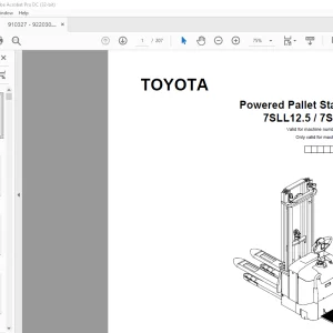 Toyota Forklift 7SLL12.5 7SLL16 Powered Pallet Stacker Parts Catalogue Manual 910327 - PDF DOWNLOAD