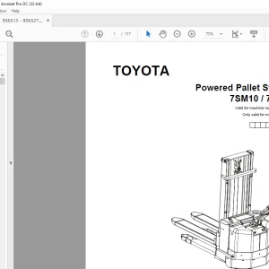 Toyota 7SM10 7SM12 Powered Pallet Stacker Parts Catalogue Manual 936513 - PDF DOWNLOAD