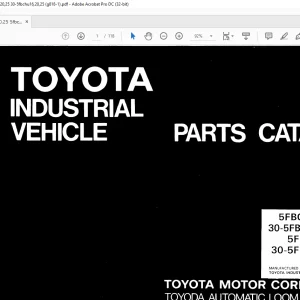 Toyota 5FBCU18 5FBCU20 5FBCU25 30-FBCU18 30-FBCU20 30-FBCU25 5FBCHU20 5FBCHU25 30-FBCHU20 30-FBCHU25 Parts Manual G818-1