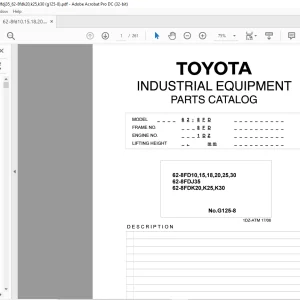 Toyota Forklift 62-8FD10 62-8FD15 62-8FD18 62-8FD20 62-8FD25 62-8FD30 62-8FDJ35 62-8FDK20 62-8FDK25 62-8FDK30 Parts Manual G125-8 - PDF DOWNLOAD