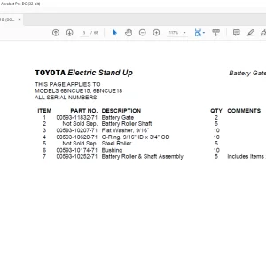 Toyota Forklift 6BNCUE15 6BNCUE18 Electric Stand Up Parts Manual 04500 - PDF DOWNLOAD