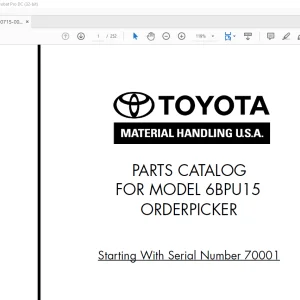Toyota Forklift 6BPU15 Orderpicker Parts Catalog Manual SN 70001 - PDF DOWNLOAD