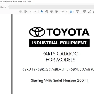 Toyota Forklift 6BRU18 6BRU23 6BDRU15 6BSU20 6BSU25 Parts Catalog Manual SN 20011 - PDF DOWNLOAD