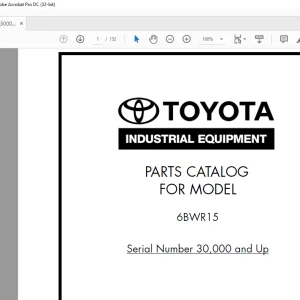 Toyota Forklift 6BWR15 Parts Catalog Manual Sn 30000 & up - PDF DOWNLOAD