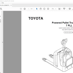 Toyota Forklift 7 PLL 24 Pallet Truck Parts Catalogue Manual 586879 AT - PDF DOWNLOAD