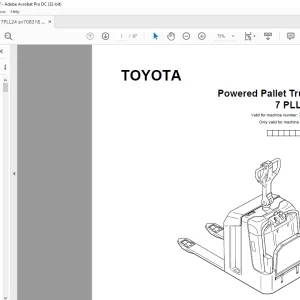 Toyota Forklift 7 PLL 24 Pallet Truck Parts Catalogue Manual 708318 - PDF DOWNLOAD