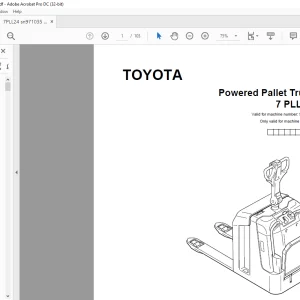 Toyota Forklift 7 PLL 24 Pallet Truck Parts Catalogue Manual 971035 - PDF DOWNLOAD