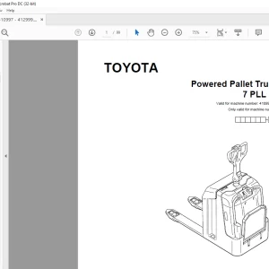 Toyota Forklift 7 PLL 24 Powered Pallet Truck Parts Catalogue Manual 410997 AT - PDF DOWNLOAD