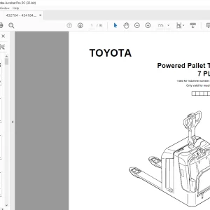 Toyota Forklift 7 PLL 24 Powered Pallet Truck Parts Catalogue Manual 432704 AT - PDF DOWNLOAD