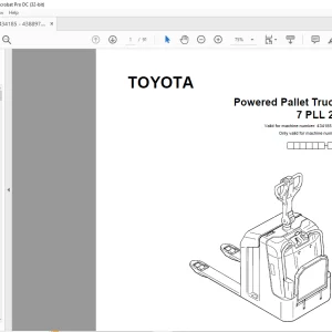 Toyota Forklift 7 PLL 24 Powered Pallet Truck Parts Catalogue Manual 434185AT - PDF DOWNLOAD