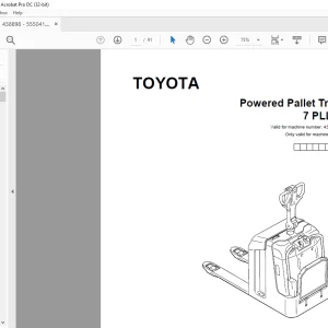 Toyota Forklift 7 PLL 24 Powered Pallet Truck Parts Catalogue Manual 438898 AT - PDF DOWNLOAD