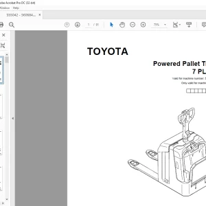 Toyota Forklift 7 PLL 24 Powered Pallet Truck Parts Catalogue Manual 555042AT - PDF DOWNLOAD